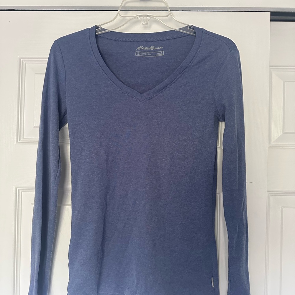 Eddie Bauer Blue Fitted Long Sleeve T-Shirt